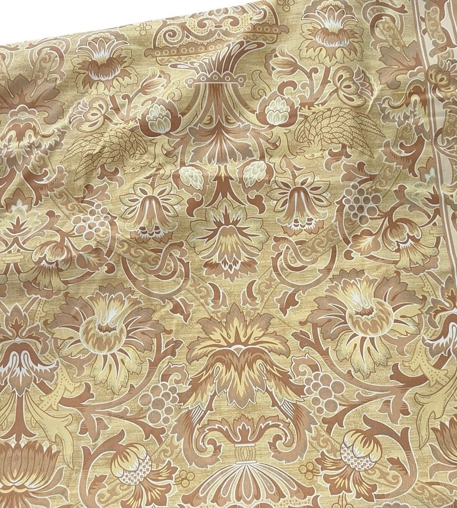 Brunschwig Fils Fabric 10 Yds Jacobean Ornate Baroque Floral Gold Accents 1996