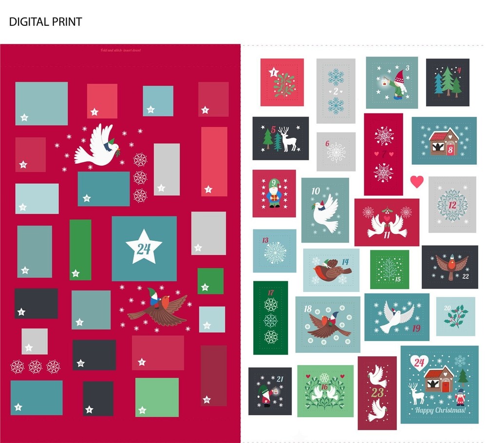 36″ X 44″ Panel Christmas Advent Calendar Hygge Glow Cotton Fabric Panel D408.18