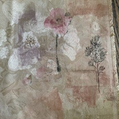 Elegant Jacquard Silk/Satin Blend Upholstery Fabric Beige Pink Floral 58″x 53″