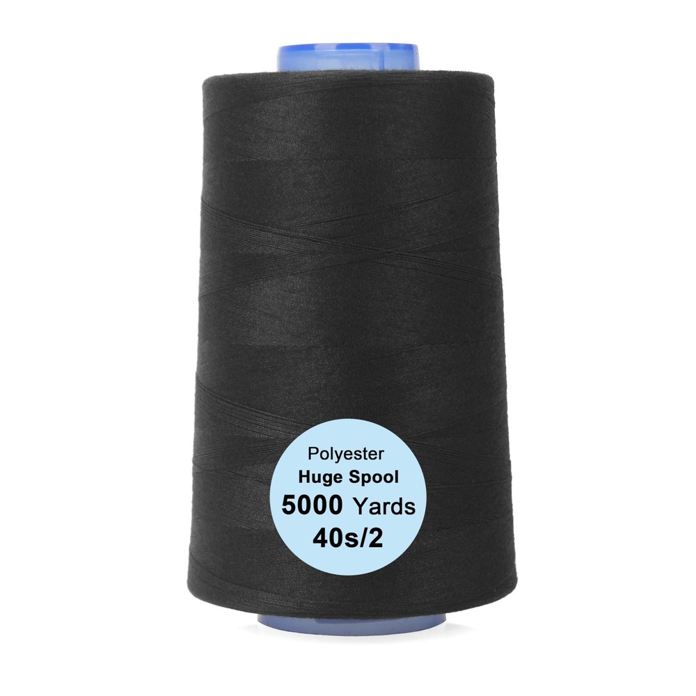 Ryalan Single Huge Spool 5000 Yards Each Polyester Quilting 40S/2, Black