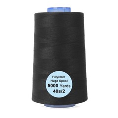 Ryalan Single Huge Spool 5000 Yards Each Polyester Quilting 40S/2, Black
