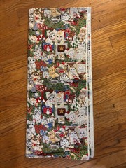 HUGE Vtg Jenny Newland 44x108inch LARGE Christmas Cats Kittens Applejack Fabric