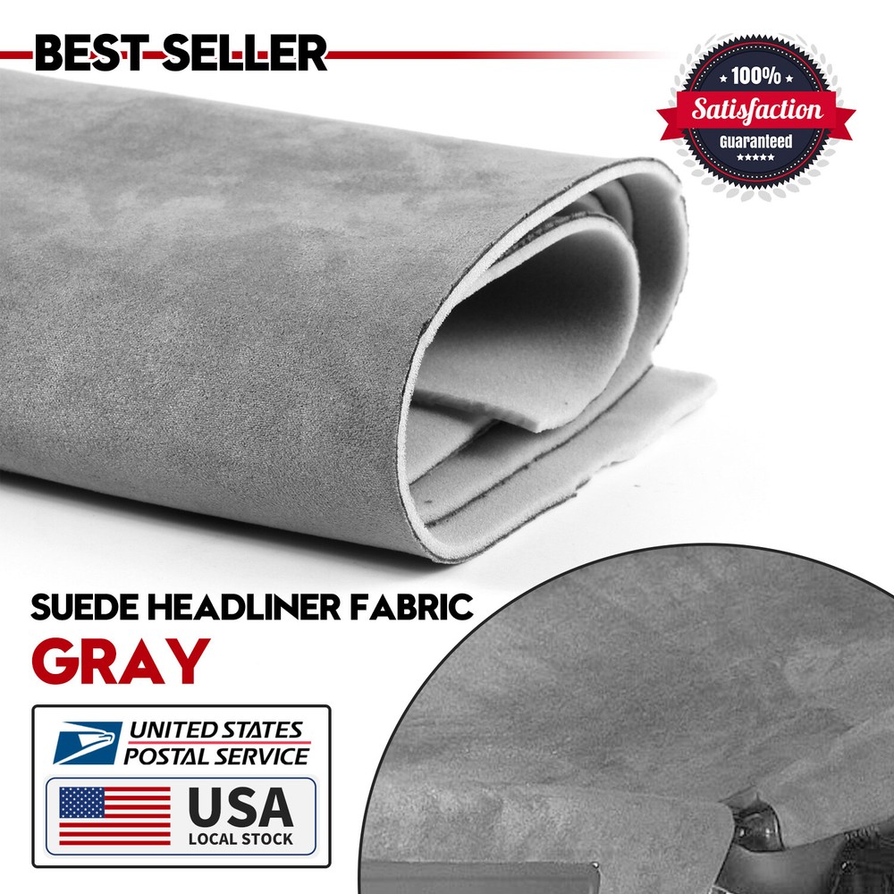Suede Headliner Fabric 1/8″ Thick Foam Upholstery Roof Liner Replacement 60″ (W)