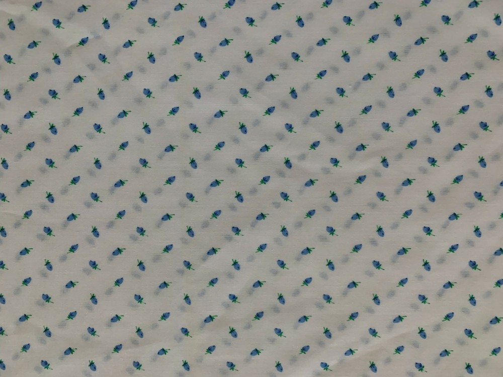 1 3/4 Yard+ Vintage BLUE ROSEBUD FABRIC So Sweet
