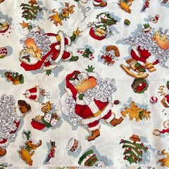 Half Yard Vintage Alexander Henry Santa Fabric Cotton Print