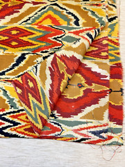 Chevron, Flame Ikat Silk Fabric TWO coordinating pattern pieces 8 yards ***READ