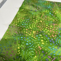 Bright Green Batik Fabric Quilting Cotton Multi Color Swirls 22″ X 42″