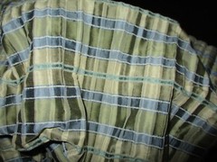 Elegant Kravet Couture Blue Gold Olive 100% Silk Taffeta plaid fabric-MSRP $200