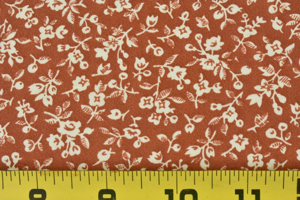 34″ Long, Vintage, Cream Floral on Rust Quilt Cotton, V184