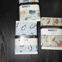 NOVELTY PRINTS PRE CUT COTTON FABRIC 2 yards HORSES PINGINES CATS 3 In Total