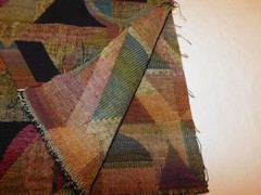 VTG FABRIC ART DECO CHENILLE GEOMETRIC UPHOLSTERY PILLOWS 25″ X 30″ folded
