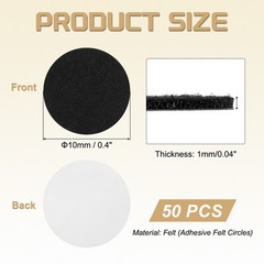 50Pcs Adhesive Felt Circles 3/8″ Round Non-Woven Felt Stickers Black