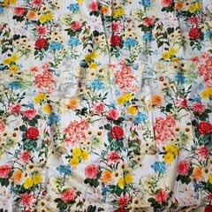 Colorful Floral Cotton Sateen Fabric 4y X 58″