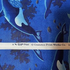 VIP Print Fabric Whales 18” Repeat 44” Wide Single piece 1 Yard 31 Inches VTG