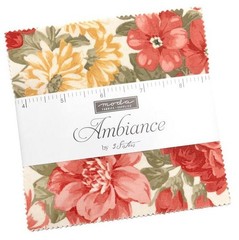 3 Sisters Ambiance Charm Pack, 5″ Fabric Squares, Moda Fabric, Floral Flowers,
