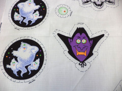 VINTAGE 90s WAMSUTTA HALLMARK SEW SCARY HALLOWEEN FABRIC PANEL~GLOWS IN DARK!!