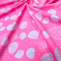Spandex Fabric Pink Clam Shell Print 4-way Stretch 60″ wide Swimsuit By the Yard