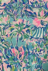 Lilly Pulitzer Cotton Poplin Fabric Blue Ibiza Cabana Cocktail 36″ X 57″