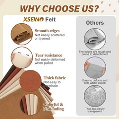 XSEINO 6 Rolls 12″x35″ 1.4mm Thick Soft Felt Fabric Sheet 6 Earthtone Series