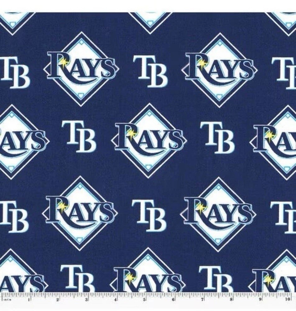 Tampa Bay Rays MLB Cotton Fabric. 60″ Wide X 3 Yards Plus 4″ Continuous Piece.