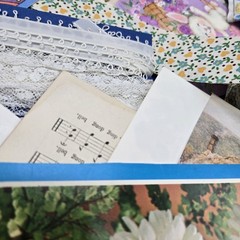 Junk Journal Lot 1Lb Ephemera Card Ribbons Book Page Fabric Button Craft Collage