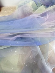 Rainbow Tulle Fabric Silver Glitter Stars Lace Fabric for Wedding Tulle Dress