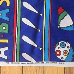 Cranston Print Schwartz Liebman Cotton Baseball Novelty Fabric BTY Primary BYD