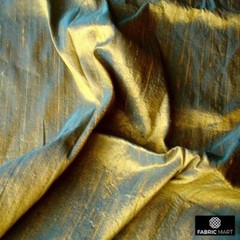 Turquoise, Gold Silk Dupioni Fabric By The Yard, 41 inches width Silk Fabric