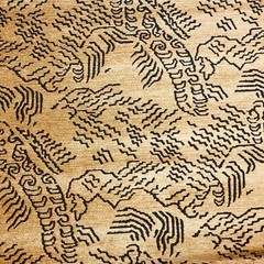 ABSTRACT TIBETAN INSPIRED UPHOLSTERY FABRIC MOURA IN COGNAC 1.9 YARDS
