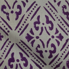 White & Purple Hand Block 5 Yard 100%Cotton Fabric NO TARRIF CHARGES 100%✅KK17