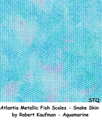 Atlantia Metallic Fish Scales Snake Skin cotton quilt fabric Kaufman BTY Silver