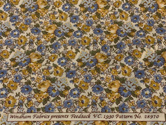 OOP Feedsack VC 1930 Floral Fabric By Windham Blue Golden Yellow Green White BTY