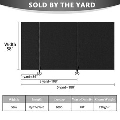 Waterproof Canvas Fabric by the Yard, UV Resistant 600D Outdoor Upholstery Ma…