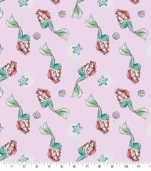 FQ DISNEY LITTLE MERMAID ARIEL SHELL UNDER SEA STAR COTTON FABRIC FAT QUARTER