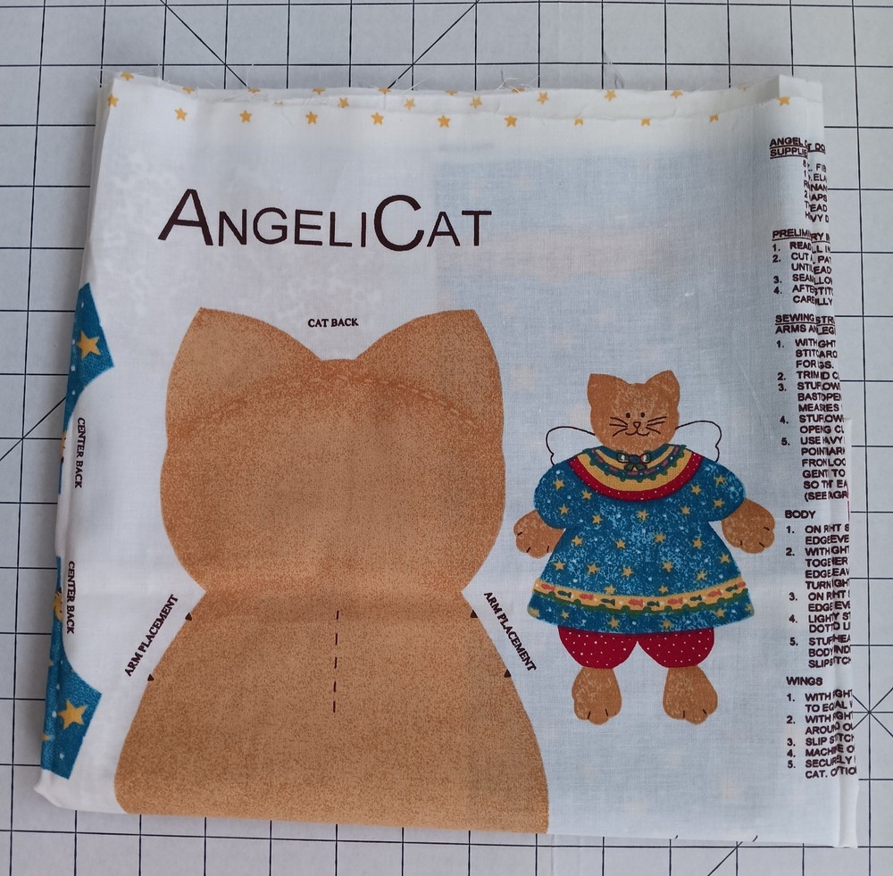Christmas Fabric Panel Cut N Sew “ANGELICAT” Angel Cat Doll Pattern NEW Vintage