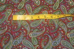 Red & Green Paisley Print Fabric Remnant 44″ x 3 yds Christmas Holiday Everyday