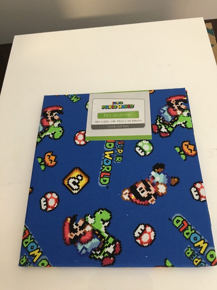 BRAND NEW NINTENDO SUPER MARIO RETRO COTTON TOSS FABRIC FAT QUARTER 18″ X22″