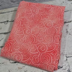 Vintage Fabric Coral Salmon Spiral Swirl Printed 44″ X 2yrds W/ Small Cut-Out