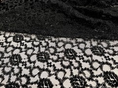 BLACK Corded Embroidery Lace Fabric 50” Width 1 Yard