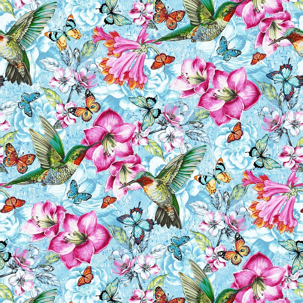 Hummingbird Messinger, Hummingbird Floral, Studio E BTY 44″ Wide