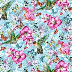 Hummingbird Messinger, Hummingbird Floral, Studio E BTY 44″ Wide