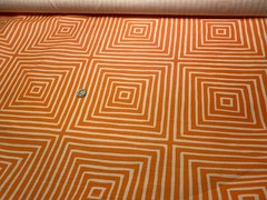 1Yd Quadrille CHINA SEAS Ziggurat Large Scale Orange on Tint 55% Linen Fabric
