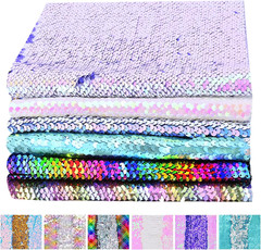 12Pcs A4 Size Pink One-Side Reversible Glitter Sequin Fabric | Colourful Sensory