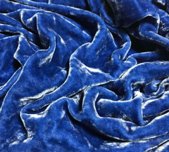 SAPPHIRE BLUE Hand Dyed Silk Velvet Fabric