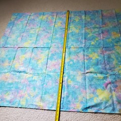 Pastel Blue Pink Yellow Watercolor Tie-Dye Fabric w/ Cats Craft Quilt 54 x 43in