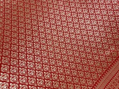 Red Thai Silk Traditional Woven Fabric Wedding Dress Damask Pattern 40″ Drape