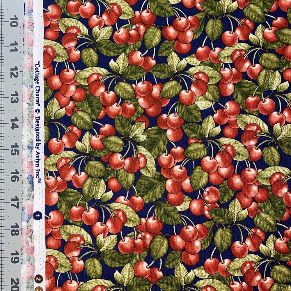 Cottage Charm Cherry Cherries Avlyn Cotton Fabric 1/2 Yard (18 By 44”) New