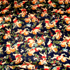 CLOTH w/2-3″ ANGELS 48X36″dk blue red/gold green Concord Fabrics (sew rm bx 5)