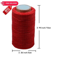 284 Yards Waxed Thread, 210D Heavy Duty Wax Upholstery Thread for Leather Red
