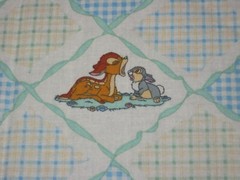 Vintage Bambi Disney Thumper Springs Industries Sz 15″x 21 1/2 ” Lt Blue & Green